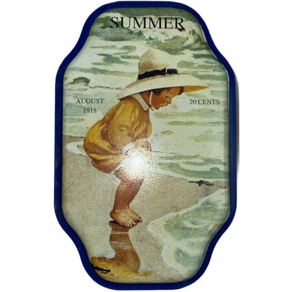 Vntg Good Housekeeping Advertising Tin Can Summer August 1918 Ivory 7.5"x 4.75"